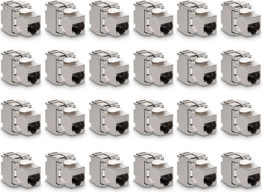 kwmobile 24x Keystone Modul Stecker für CAT 6A Kabel - 10 Gbit/s geschirmt Metall Gehäuse Schnappverschluss CAT Stecker - werkzeugfreier Anschlus...