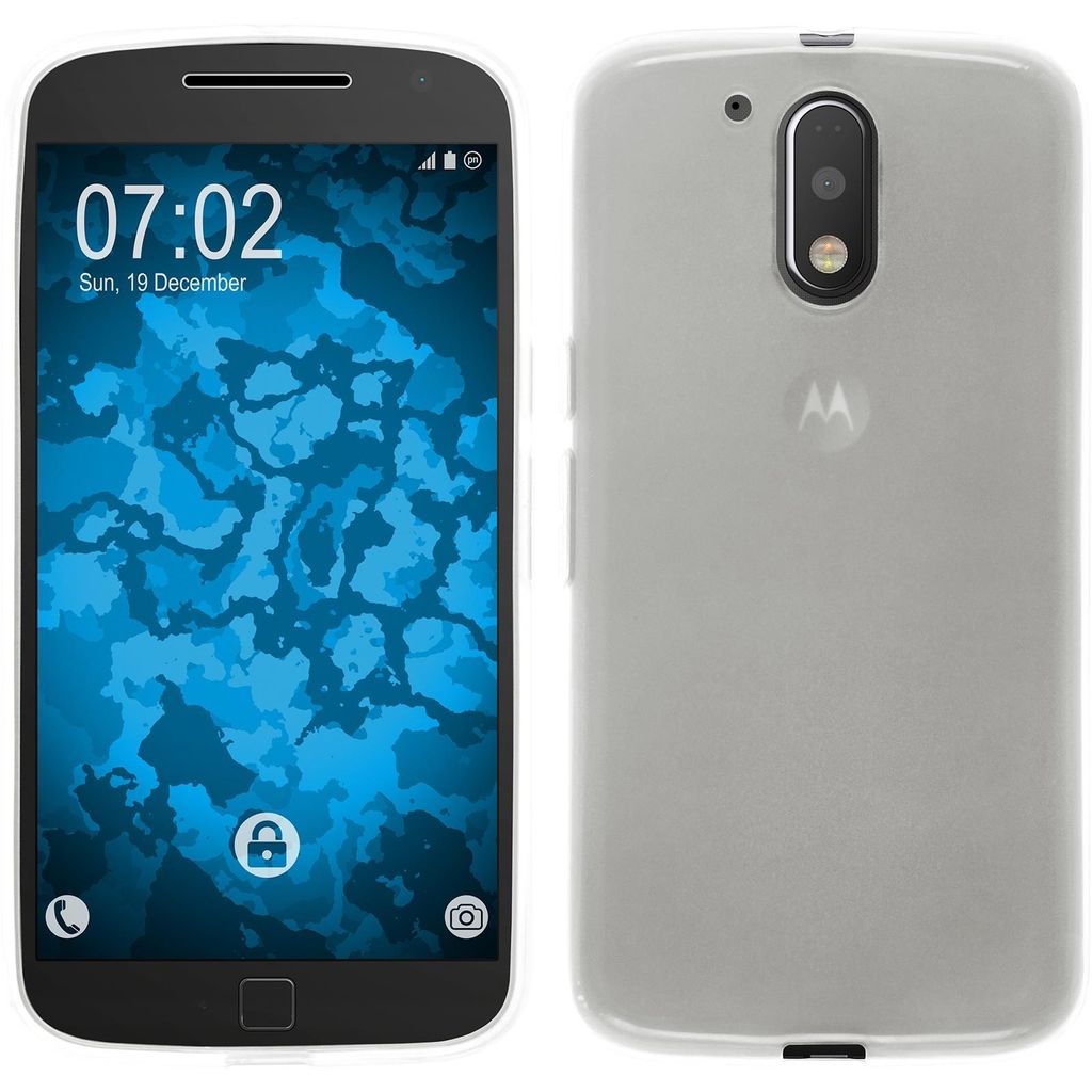 PhoneNatic Case kompatibel mit Motorola Moto G4 Plus - weiß Silikon Hülle transparent + 2 Schutzfolien