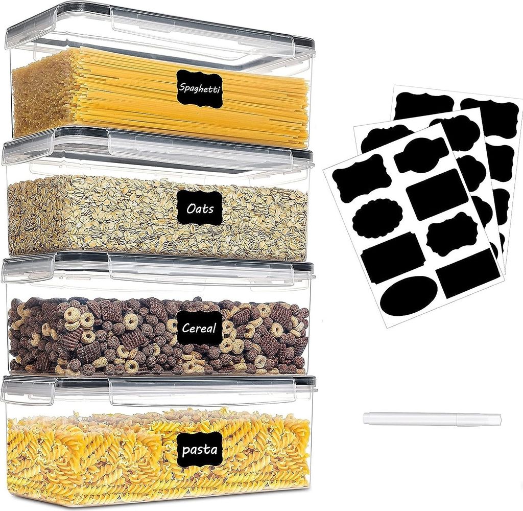 Kitchen Storage Jars ,3.2L versiegelt feuchtigkeitsbeständig Lebensmittel Container Set mit Deckel Clear Müsli und Getreide Container für Lebens...