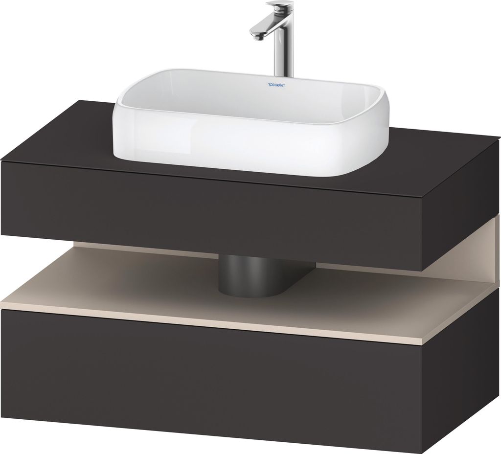 Duravit Collection One Konsolenwaschtischunterbau, 1 Auszug, 1 Schubkasten, Ausschnitt mittig, 1000x550x600mm, Nische Taupe Supermatt, QA4731083800010
