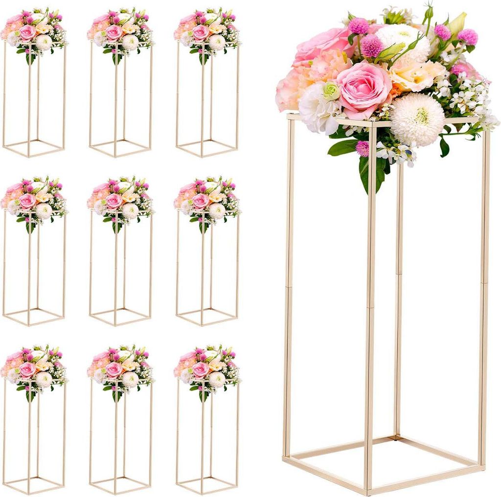 SucceBuy Hochzeitsblumenständer 250x250x600 mm, 10 Stück rechteckige Pflanzenständer mit verdeckten Schrauben, ideal für Feiern, Geburtstage, H...