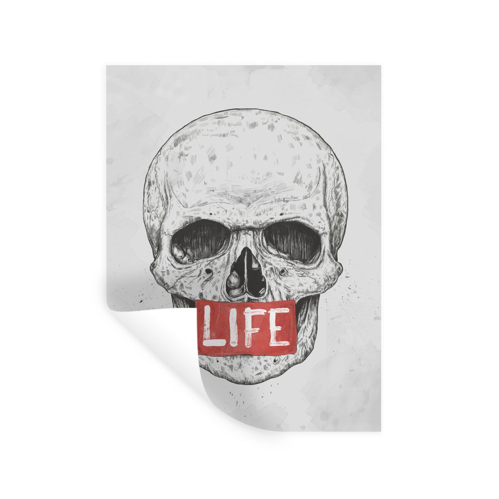 MuchoWow Wandtattoo Wandsticker Wandaufkleber Schädel - Leben - Zeichnung - Rot - Schädel 60x80 cm Selbstklebend und Repositionierbar - Reposit...