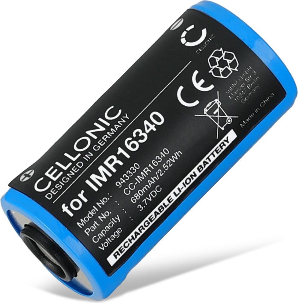 CELLONIC 1x Akku für Beleuchtung / Taschenlampe Kompatibel mit Olight Baton 3, Perun Mini, S1R Baton II, IMR16340 - (680mAh, 3.7V)