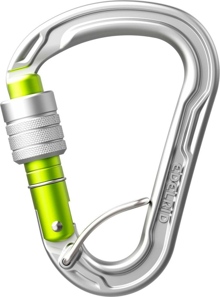 Edelrid 737720000060, Schraubverschluss, Verschlusskarabiner, D-förmig, Aluminium, Hellgrün, Silber, 22 kN