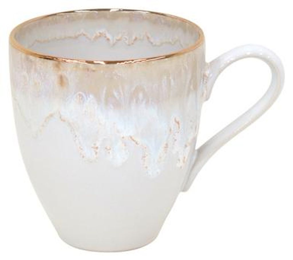 Verre à anse Taormina, blanc avec bordure dorée, de la Image du produit 