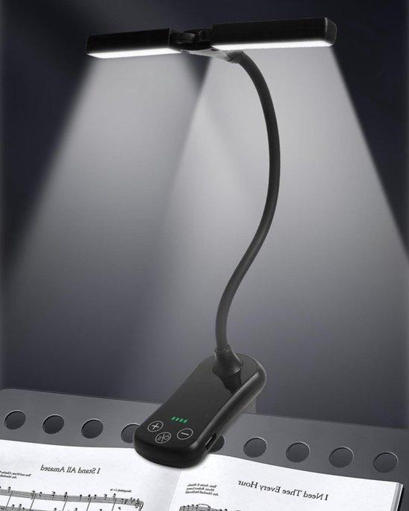 Klipscherm 14 LED breiter Sichtfeld Helligkeit - 3 Farben 8 Helligkeit - USB-C Ladbar - Ideal für Klavier Gitarre Buchleuchte