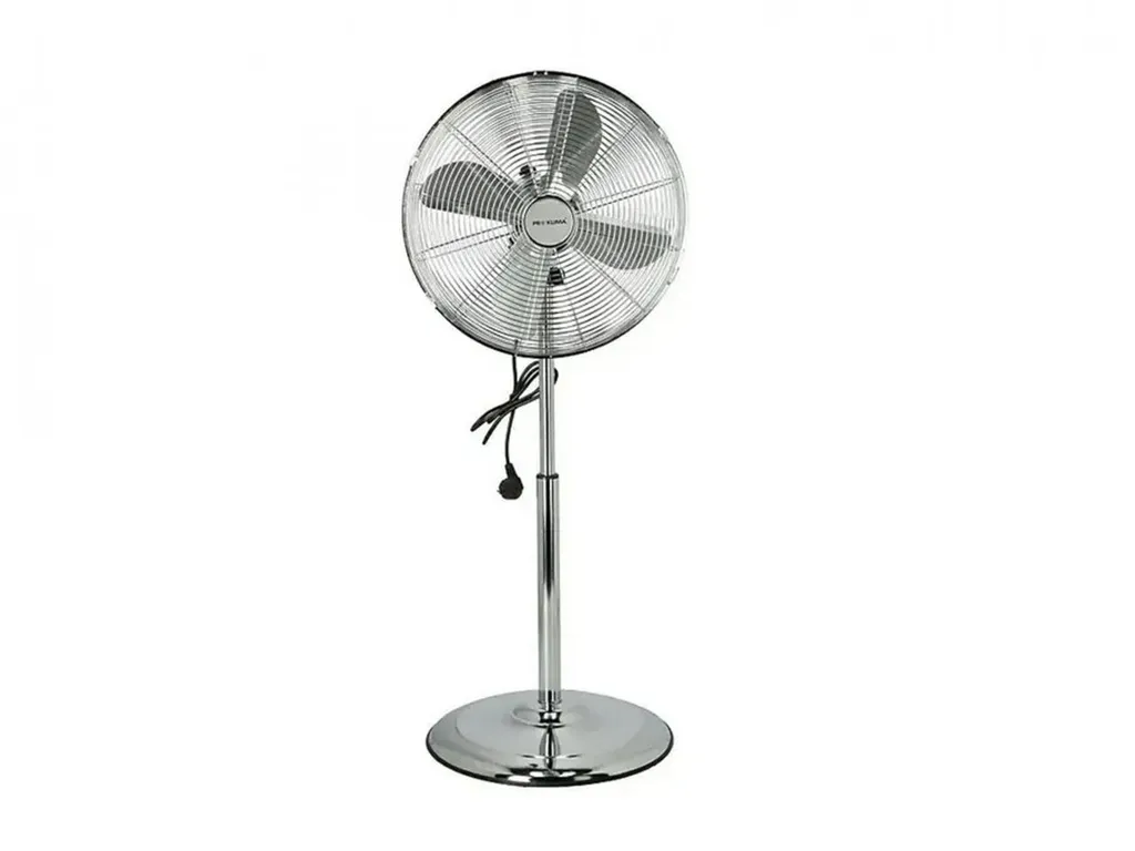 Ventilatore Retrò Argento Ø 40cm | Piantana Metallo 60W Alta Qualità
