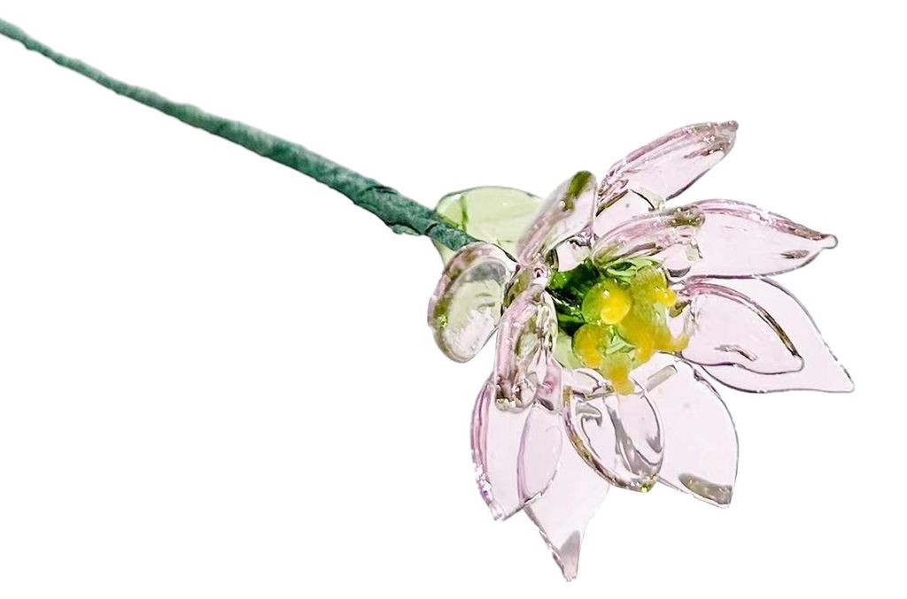 Handgeblasene Glasblume mit Drahtstiel, handgefertigte, farbig glasierte Blumenfigur, Dekoration für Wohnzimmer, Büro oder Tisch, Blumenvase, Orn...