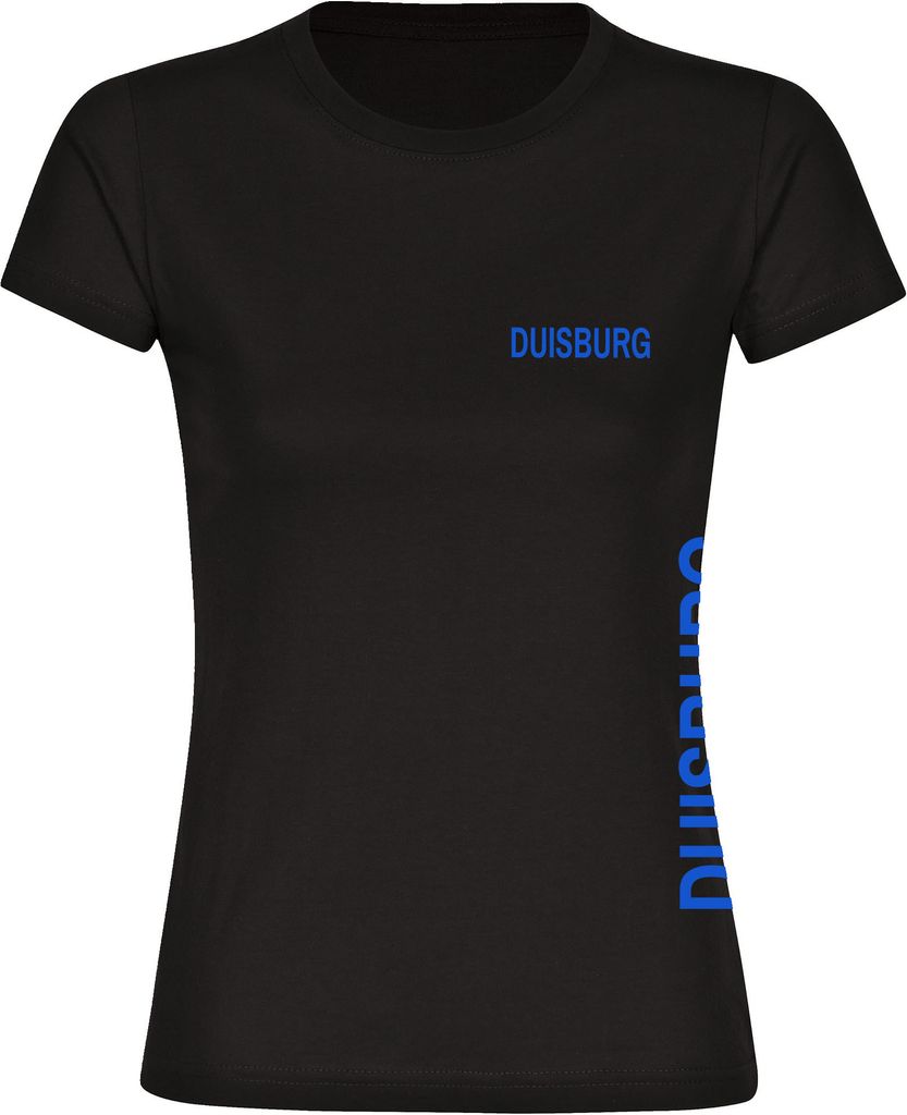 multifanshop Damen T-Shirt - Duisburg - Brust & Seite, schwarz, Größe XL
