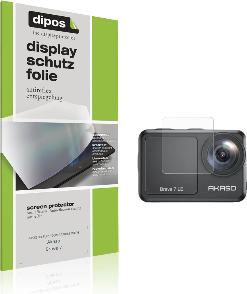 Kit 4 Pellicole Protettive per Akaso Brave 7 dipos - Anti-Glare Professionale