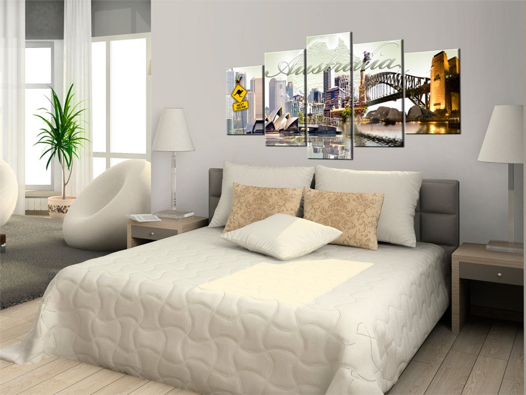 Akustikbild Australien 200x100 cm Bilder Akustikschaum Hochleistungsschallabsorber Schallschutz Leinwand 5 tlg Wandbild Raumakustik Schalldämmung ...
