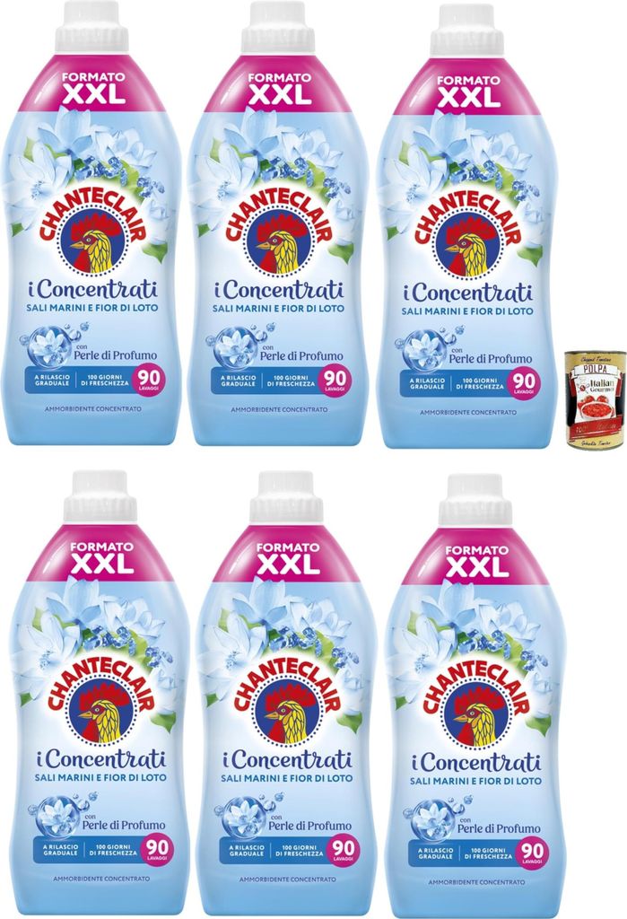 CHANTECLAIR i Concentrati Ammorbidente Sublime Sali Marini e Fior di loto Meersalze und Lotusblume Weichspüler 6x 1800ml lang anhaltender Duft 70 ...