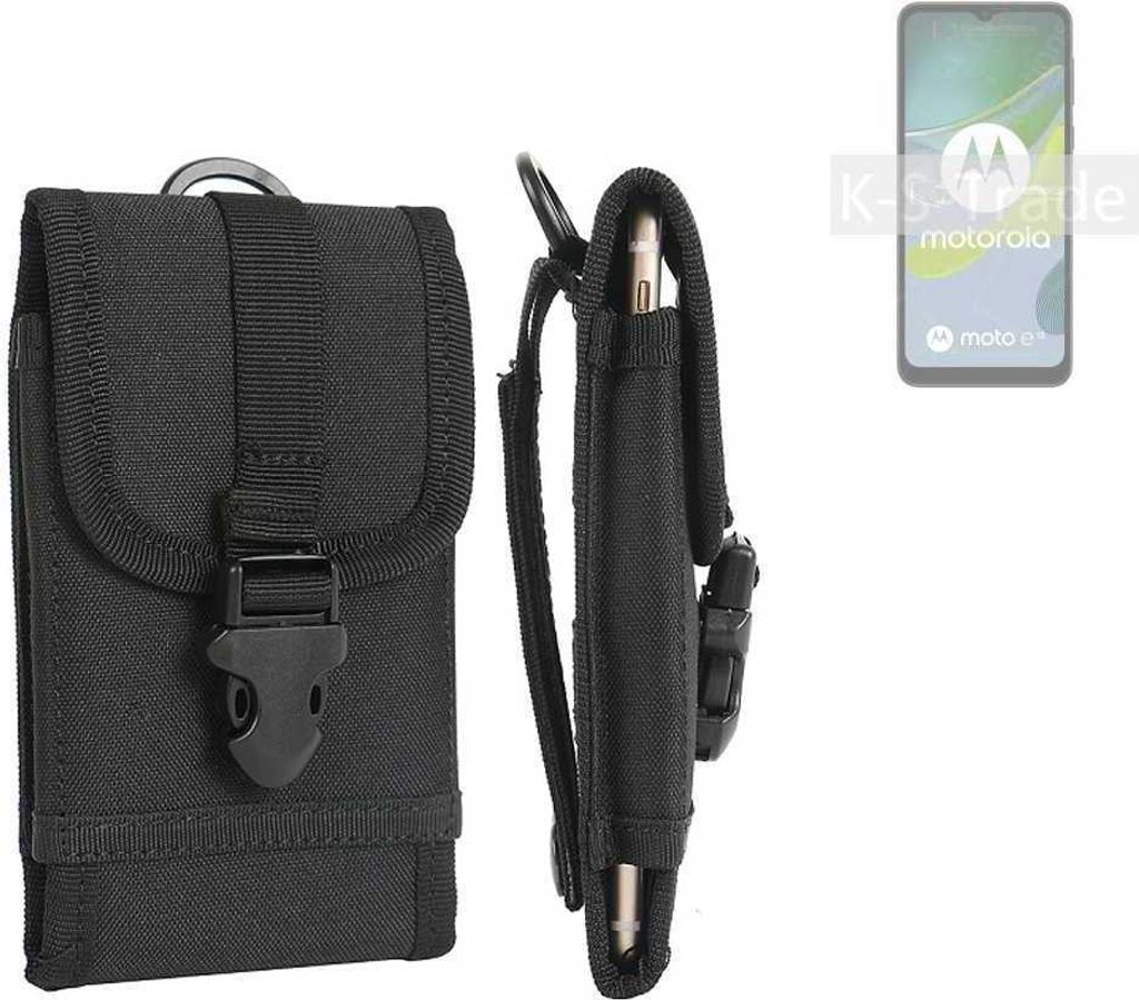 K-S-Trade Holster Handy Hülle kompatibel mit Motorola Moto E13 Holster Handytasche Gürtel Tasche Schutz Hülle Robust Outdoor schwarz