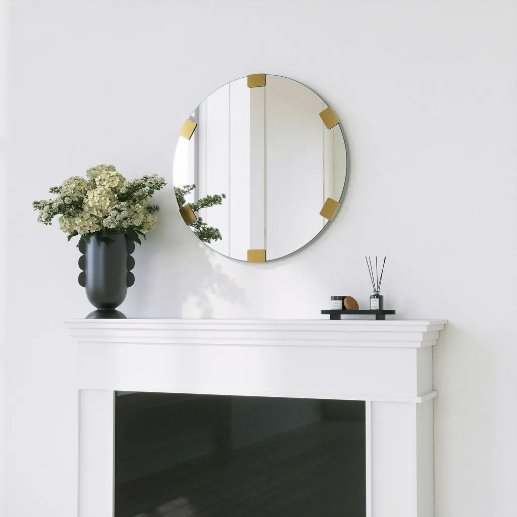 Miroir mural soleil en métal doré 60 cm style contemporain