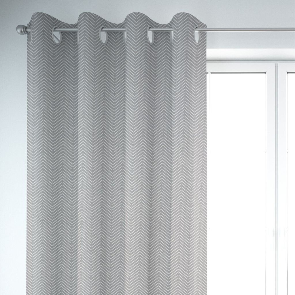 SCHÖNER LEBEN. Vorhang ZickZack smoke grau 245cm oder Wunschlänge Aufhängung Ösen