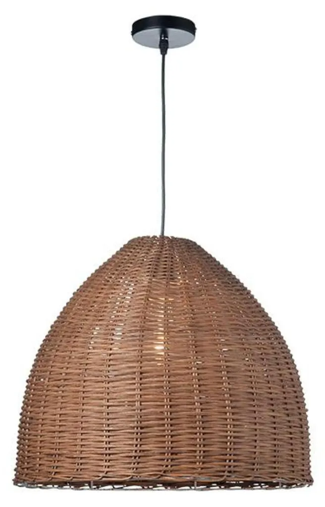 Suspension ACA OIA ML1013012B en rotin marron, douille E27 Ø45cm