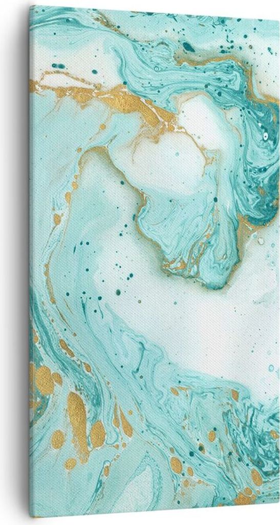 Bild auf Leinwand - Leinwandbild - Abstraktion blau Wasser modern - 55x100cm - Wand Bild - Wanddeko - Leinwanddruck - Bilder - Kunstdruck - Wanddek...