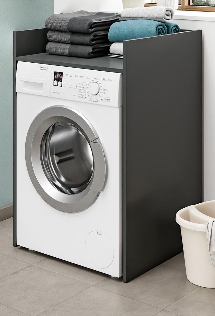 Waschmaschinenumbau "Flexy" in grau Überbauschrank für Waschmaschine und Trockner
