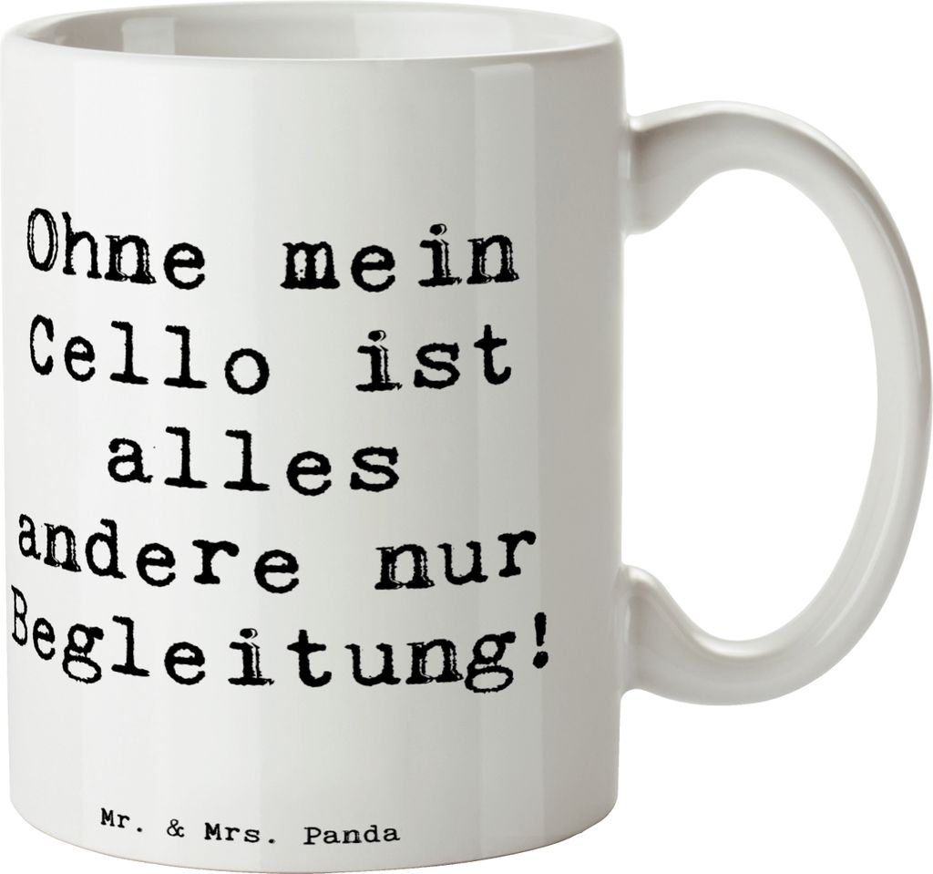 Mr. & Mrs. Panda Kaffeebecher Spruch Cello Magie - Weiß - Geschenk, Keramiktasse, Musikinstrument, Musik, Instrument, klassische, Orchester, schö...