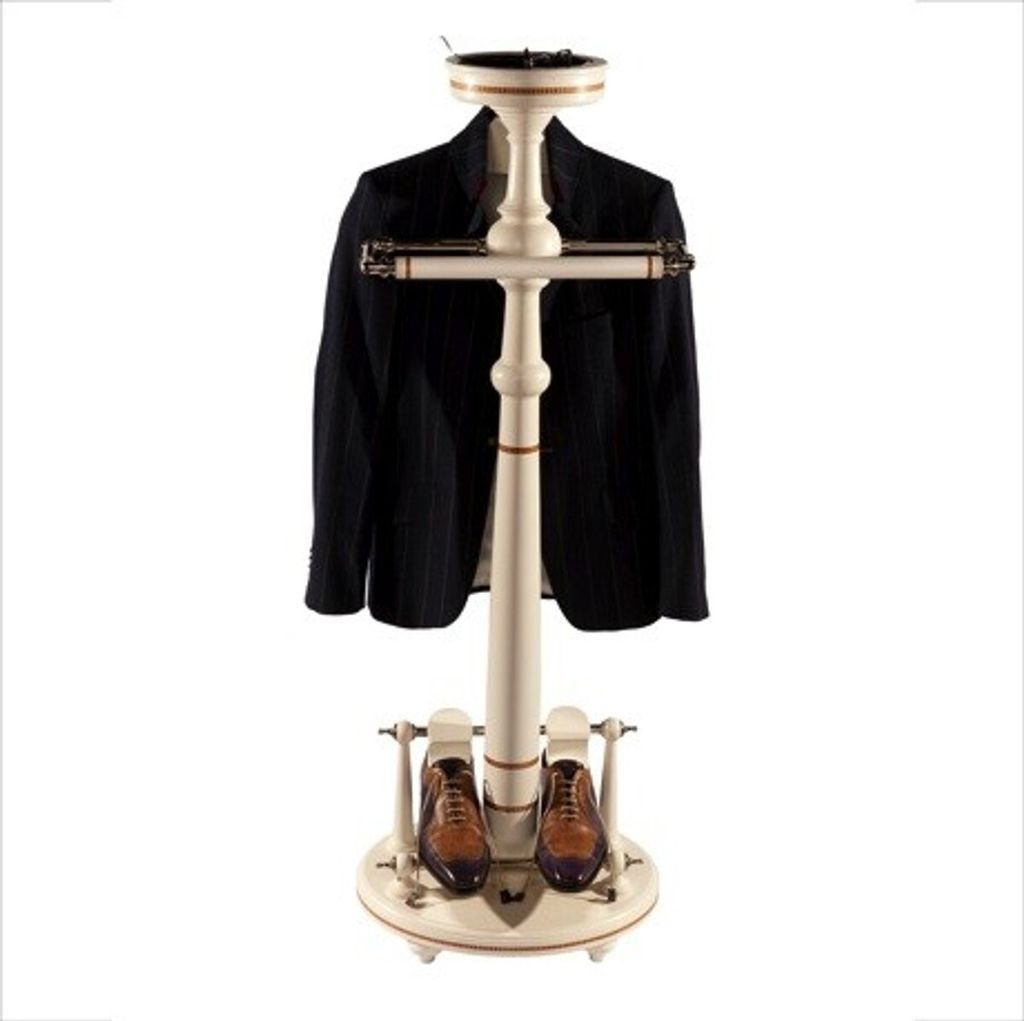 Casa Padrino Designer Luxus Garderoben Ständer New York Banker Stil - Weiss- Dressboy - Kleiderständer Anzugständer - Barock Empire Art Deco Jug...