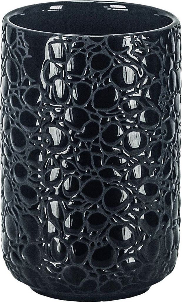 Kleine Wolke Kroko Zahnputzbecher, Porzellan, schwarz, 7.6 x 7.6 x 11.6 cm