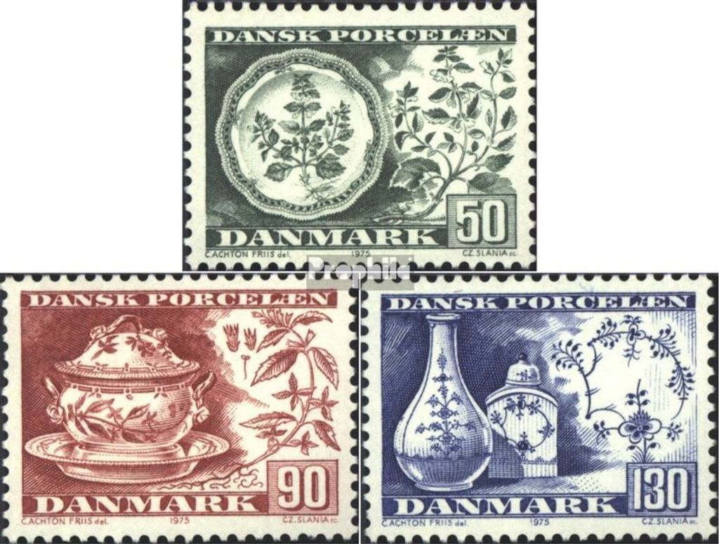 Briefmarken Dänemark 1975 Mi 589-591 (kompl.Ausg.) postfrisch Dän. Porzellan