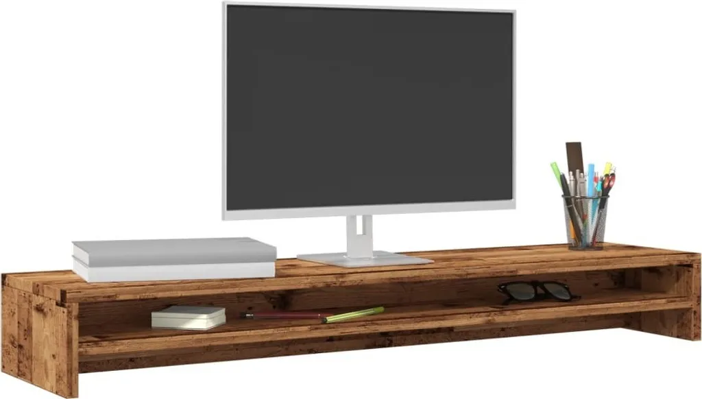 Base Monitor Legno Vecchio 100x24x13cm | Elegante Rialzo Scrivania PC