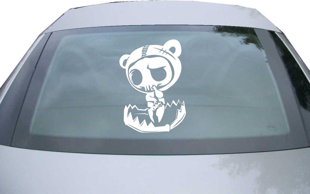 Indigos UG - Aufkleber Heckscheibe & Motorklappe DE6202 - weiß - 600x428 mm - fear bear - Auto Scheiben Fenster Heckklappe Tuning Racing JDM - Die...