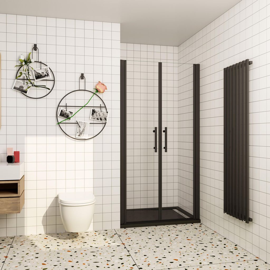 Duschspa Doppeltür 120x195cm Nischentür Schwarz Duschtür Produktbild 