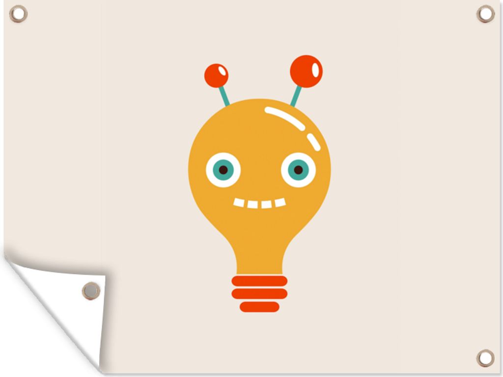 MuchoWow 40x30 cm Outdoor-Poster Gartendeko Sichtschutz Garten Poster für den Garten Roboter - Glühbirne - Gesicht - Antenne - Kinder