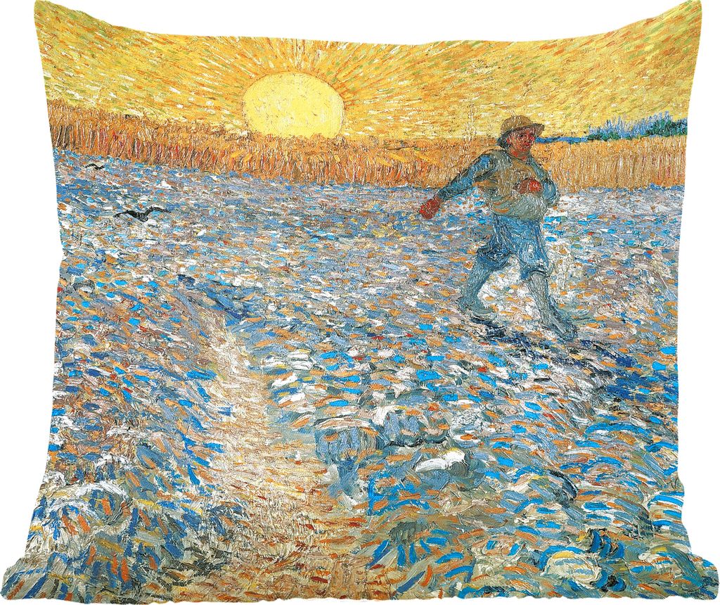 MuchoWow Zierkissen Sofakissen Wohnzimmer Dekokissen 45x45 cm Der Sämann - Gemälde von Vincent van Gogh - Schlafpolster - Polster für das Sofa
