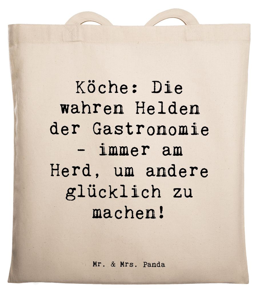 Mr. & Mrs. Panda Shopping Tasche Spruch Koch Helden - Transparent - Geschenk, personalisierte Geschenke, Stoffbeutel, für Berufstätige, Tote Bag,...