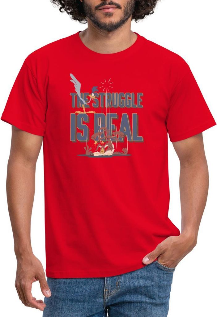 Spreadshirt Looney Tunes The Struggle Is Real Spruch Männer T-Shirt, 3XL, Rot