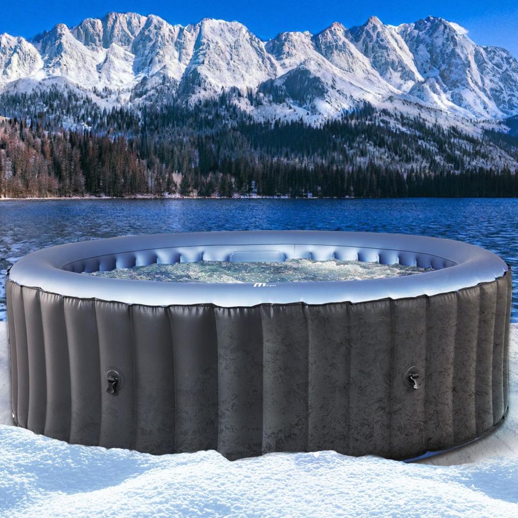 BRAST Whirlpool aufblasbar MSpa Bergen für 8 Personen | Ø224x70cm | In- Outdoor Pool | Ganzjähriger Einsatz | 144 Massagedüsen | Stromsparend i...