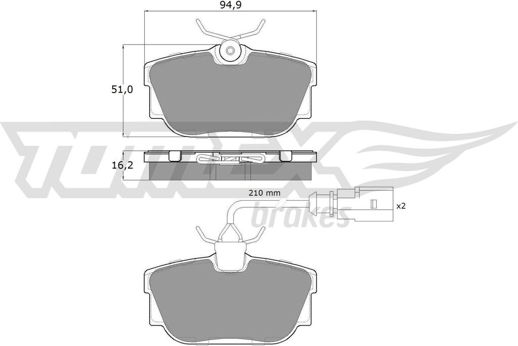 TOMEX brakes Bremsbeläge Satz Hinten Bremsklötze für VW Transporter IV Bus (70B, 70C, 7DB, 7DK, 70J, 70K, 7DC, 7DJ) TX 13-901