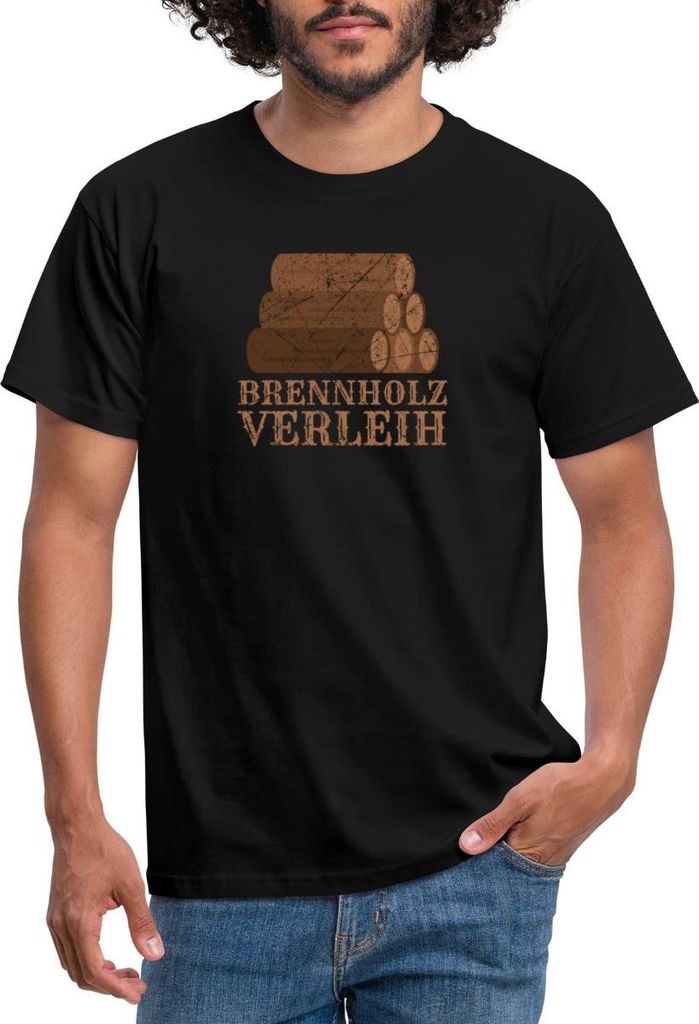 Spreadshirt Brennholz Verleih Feuerholz Männer T-Shirt, 4XL, Schwarz