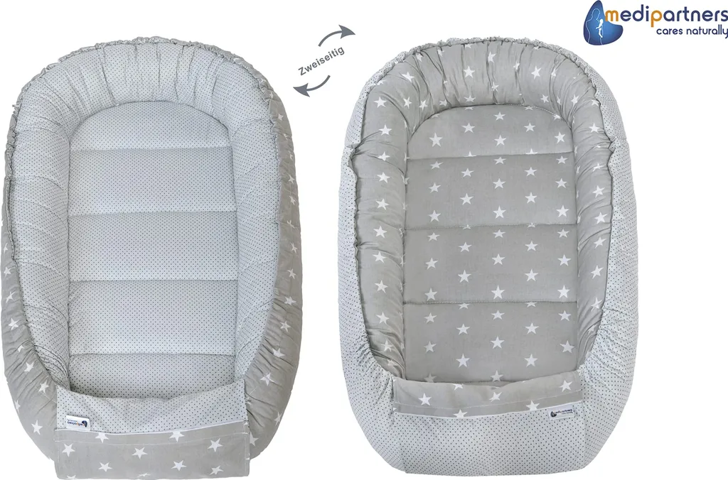 Cocon pour bébé idéal cododo 100x60 cm gris et rose en coton doux - 3