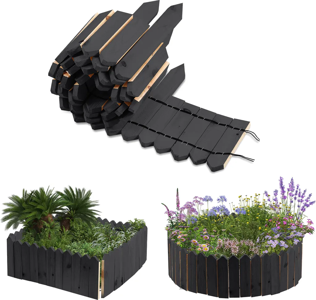 Hengda Bordure de Pelouse Anthracite 200x10 cm en Plastique Rigide