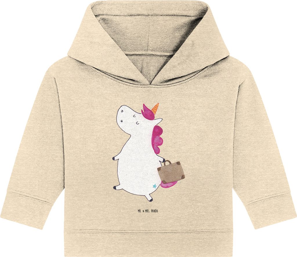 Mr. & Mrs. Panda Organic Baby Hoodie Einhorn Koffer 24. - 36. Monat - Natural Raw - Geschenk, Kapuzensweatshirt, Einhörner, Unicorn, Spaß, Erwach...