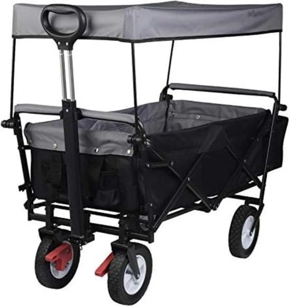 Poussette anthracite avec poignée de poussée réglable et design moderne