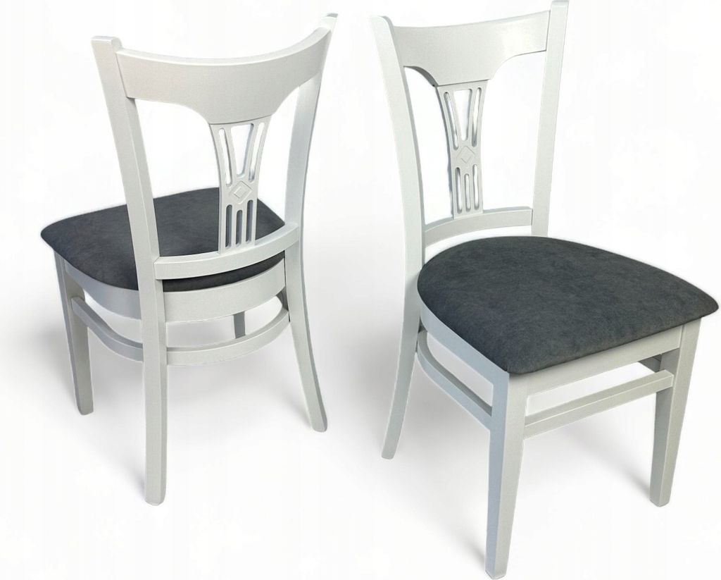 2x ROXY Weißer Holzstuhl mit gepolstertem Sitz Grau