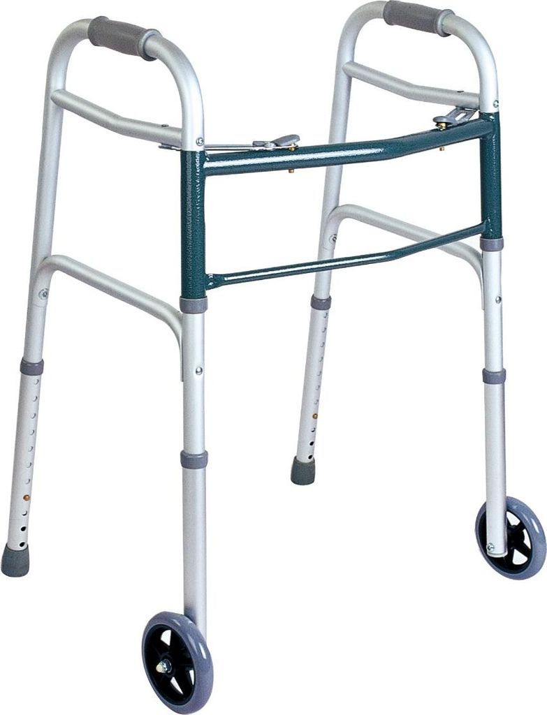 Déambulateur pliable en aluminium à 2 roues et 2 embouts Image du produit 
