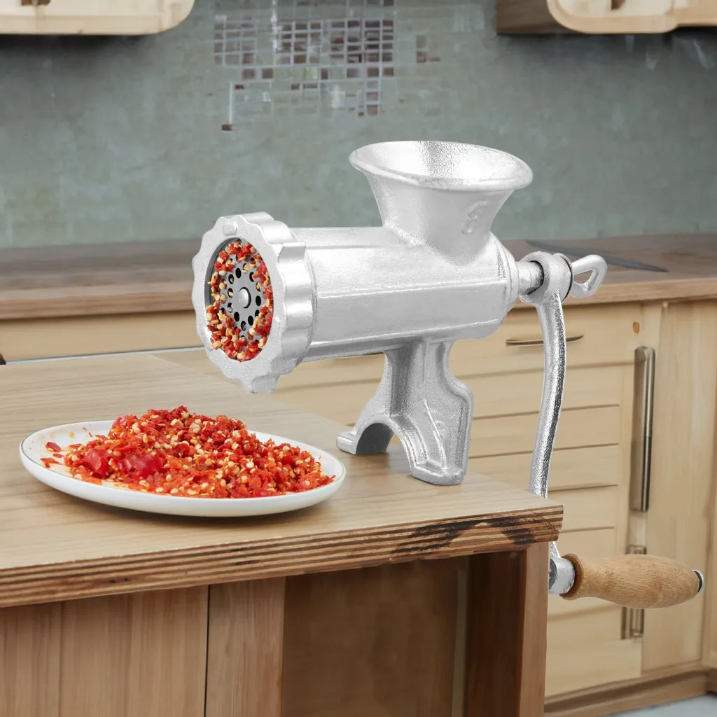 Tritacarne Manuale Piastre di taglio da 5 / 8 mm, tritacarne Aiuto da cucina incl. 3 tubi di insacco e asta di spinta Macchina per la carne Tritacarne Carne macinata Insaccatrice Facile da pulire Tritacarne - 8