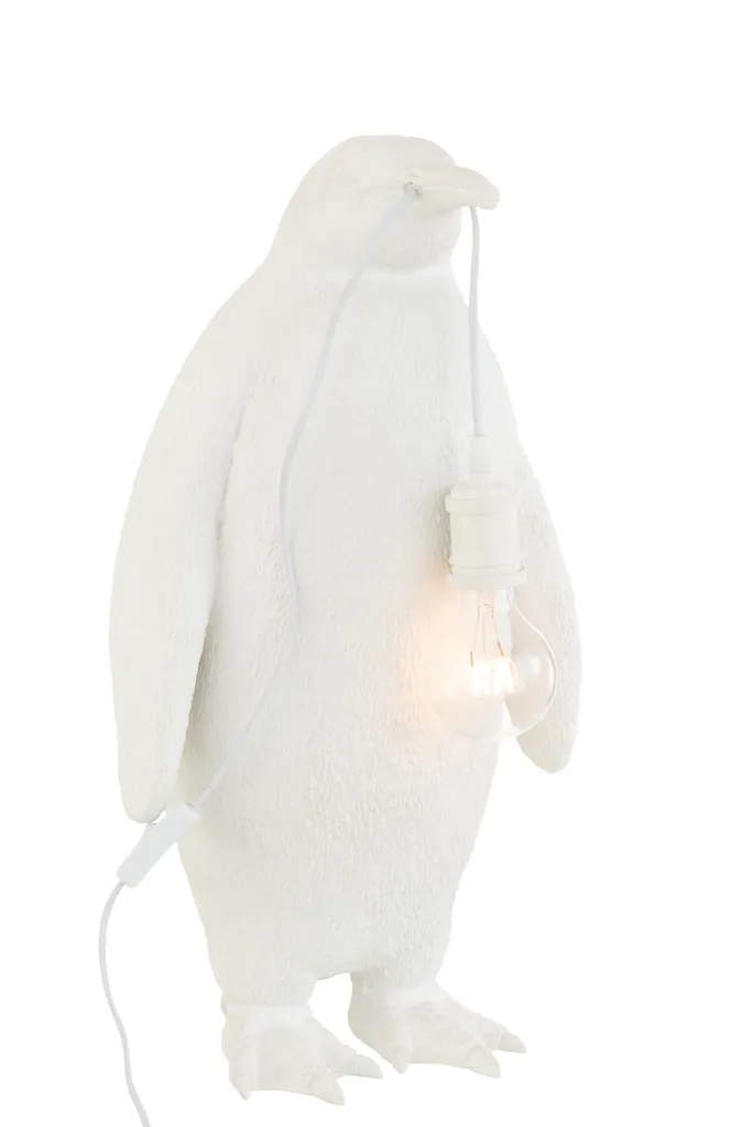 J-Line Lampe de table Pingouin en Résine Blanche - Taille Large 42cm