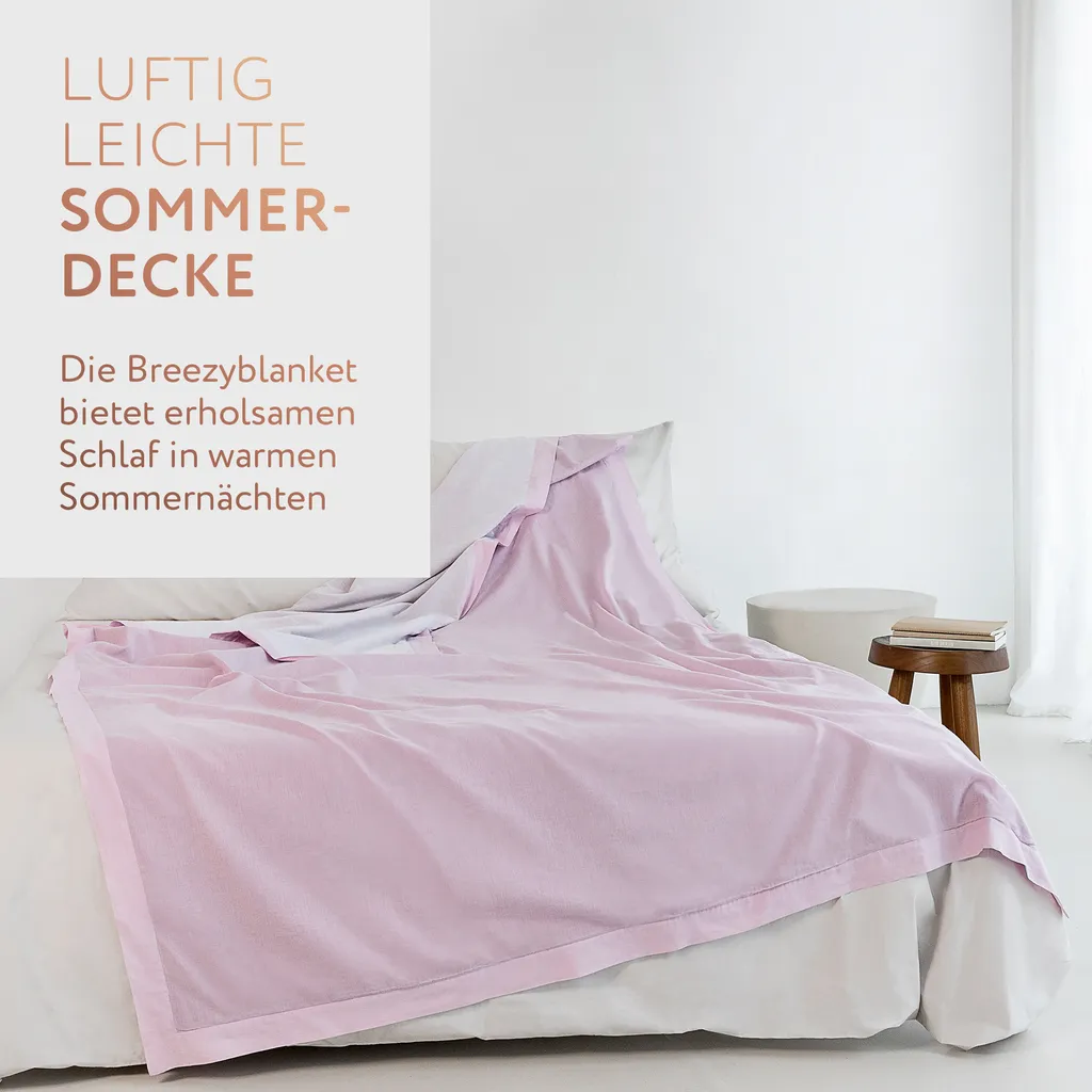 Couverture d'été en coton thermorégulatrice 155x225 cm Breezyblanket Berry