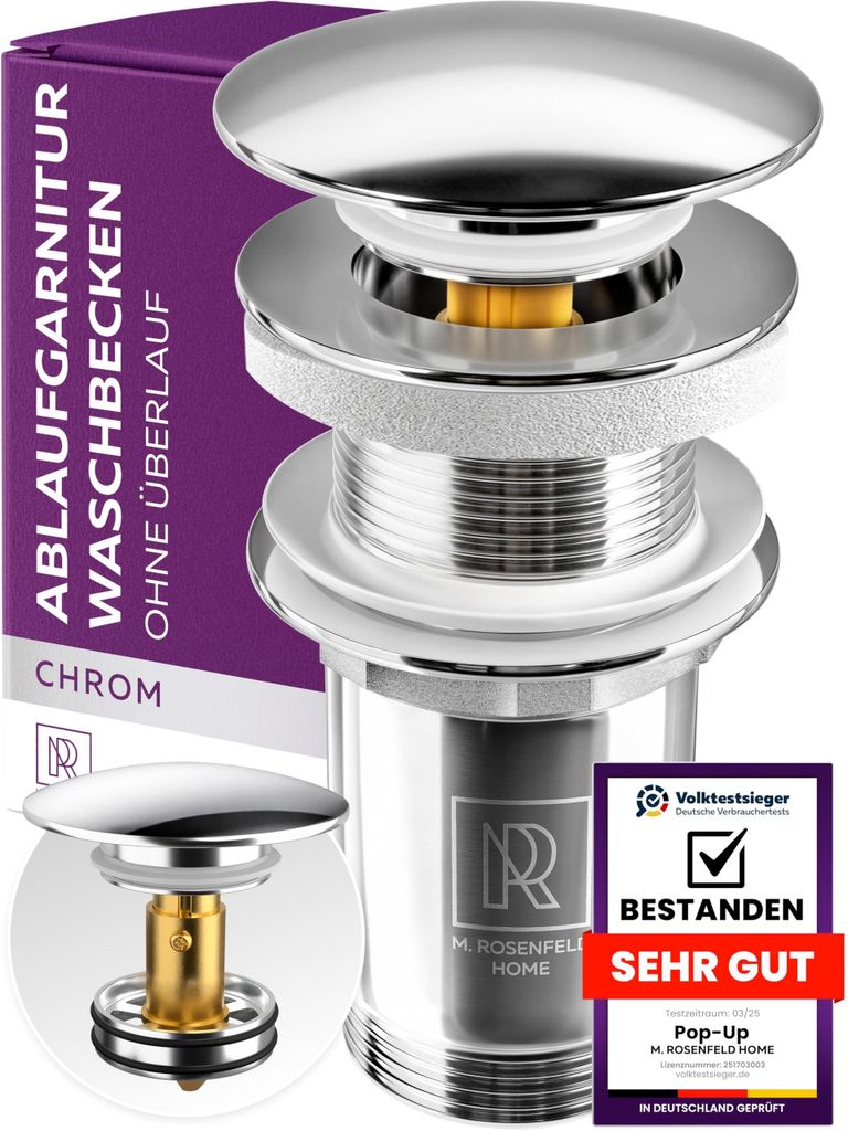 M. ROSENFELD HOME Ablaufgarnitur Waschbecken 1 1/4" – Push Produktbild 