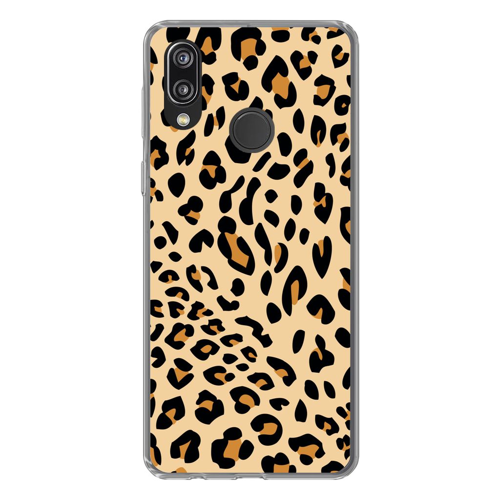 MuchoWow Handyhülle Schutzhülle Hülle für Huawei P20 Lite (2020) Tiermuster - Panther - Leopard Silikon Softcase Handy Hülle - Kartenhalter