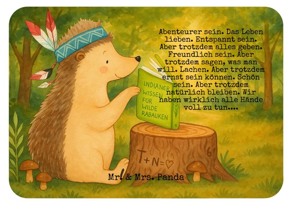 Mr. & Mrs. Panda Kühlschrankmagnet Igel Federschmuck Design - Weiß - Geschenk, haftmagnet, Lagerfeuer, whiteboardmagnet, Pinnwandmagnet, Indianer...