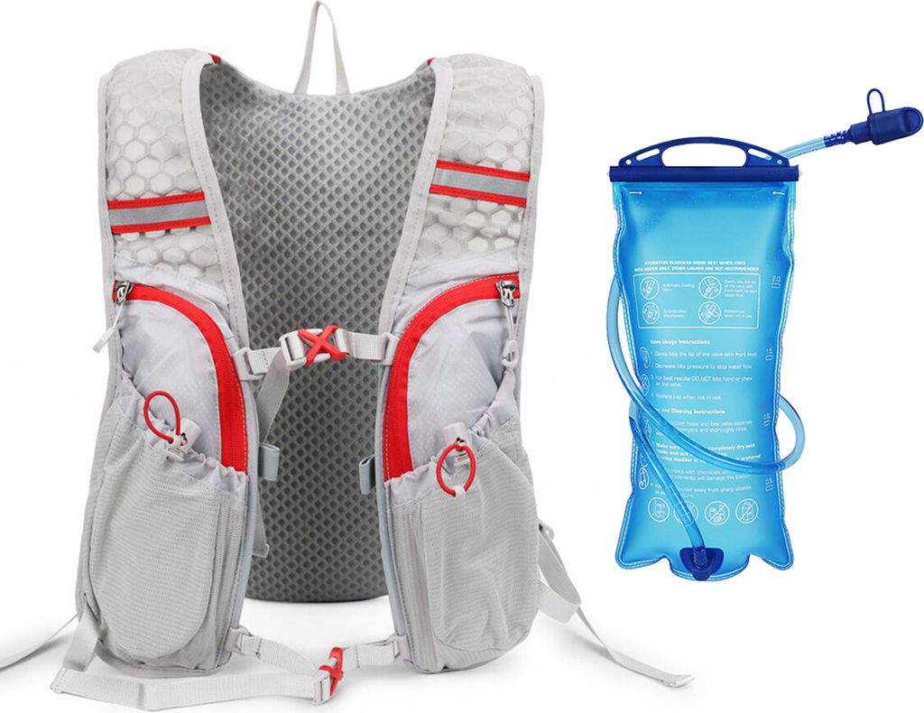 Trinkrucksack Rucksack mit 2L Wasserblase Superleichte, atmungsaktive Trinkweste zum Laufen im Freien, Radfahren, Klettern