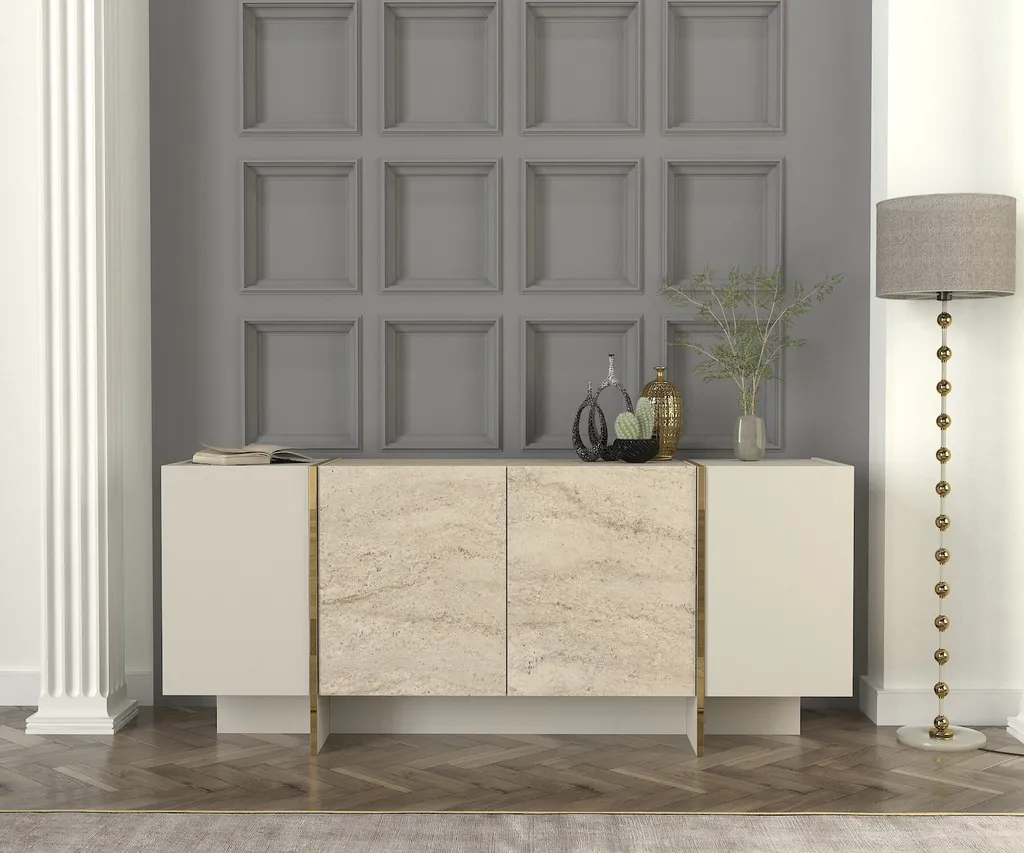 Console Veyron : Meuble Robuste Style Travertin sans les Contraintes